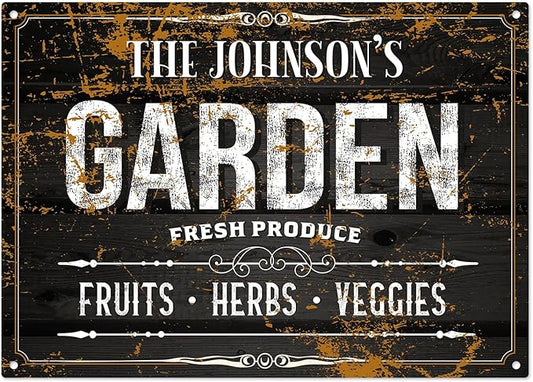 Custom Garden Sign, Christmas Gift, Personalized Text/Name for Farm and Backyard Décor Sign, 10x14 Inches, Rust Free .040 Aluminum, Fade Resistant, Made in USA by Sigo Signs