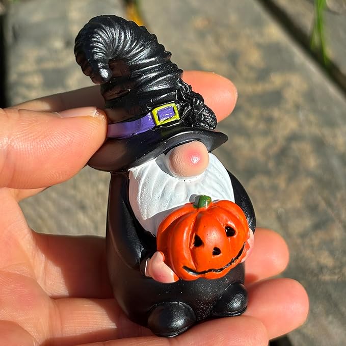 Dark Wizard Gnomes Set of 3 - Gothic Mini Figurines for Halloween, Christmas & Magic Party Decor, Shelf Sitters and Tiered Tray