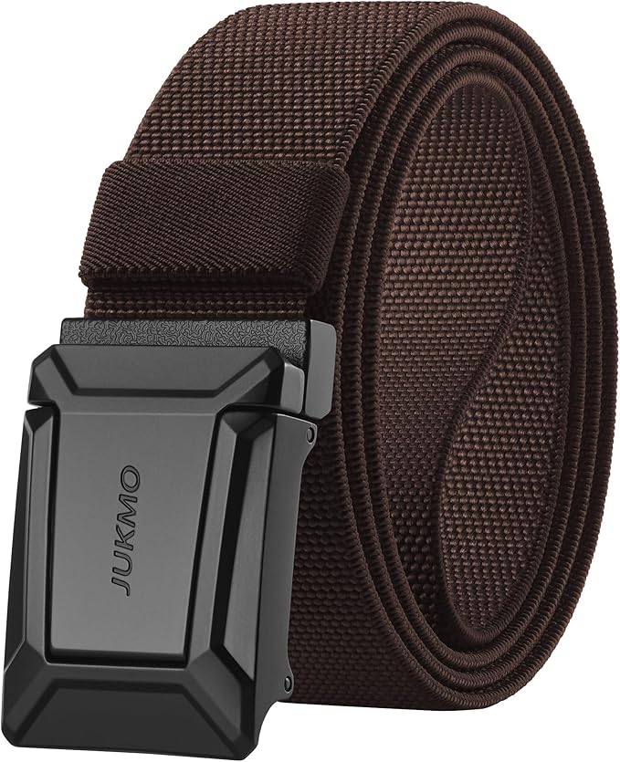 JUKMO Stretch Tactical Belt for Men, Military Work Rigger Hiking 1.5" Elastic Nylon Web Ratchet Quick Release Belt