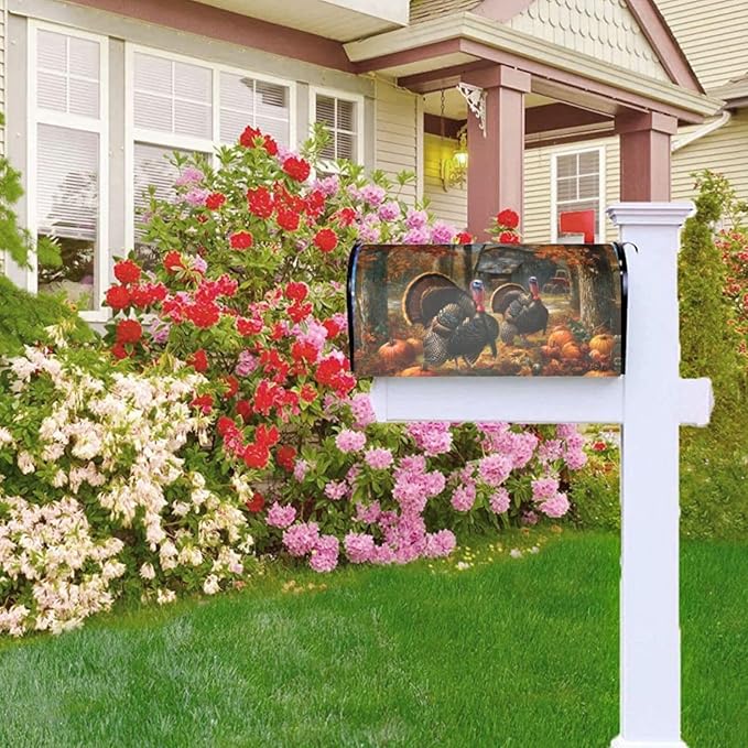Thanksgiving Turkey Mailbox Covers Magnetic Letterbox Covers 21x18 Inch for Garden Outdoor Decoration