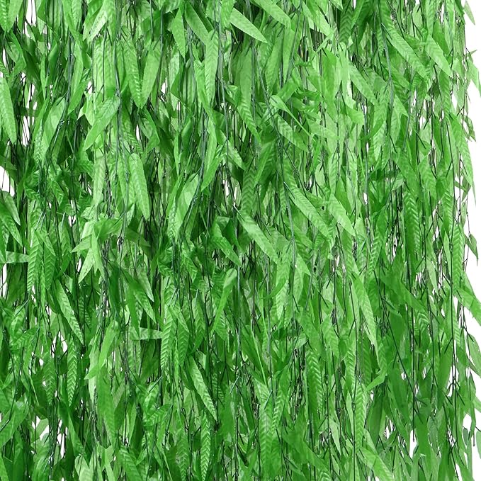 200 Strands 1200FT Fake Ivy Leaves Artificial Ivy Greenery Garland Faux Willow Vines Silk Hanging Plants Home Aesthetic Jungle Party Vines for Bedroom Wedding Patio Garden Wall Room