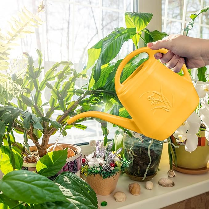 Plastic Watering Can - for Indoor and Outdoor Plant - 1/2 Gallon - Orange