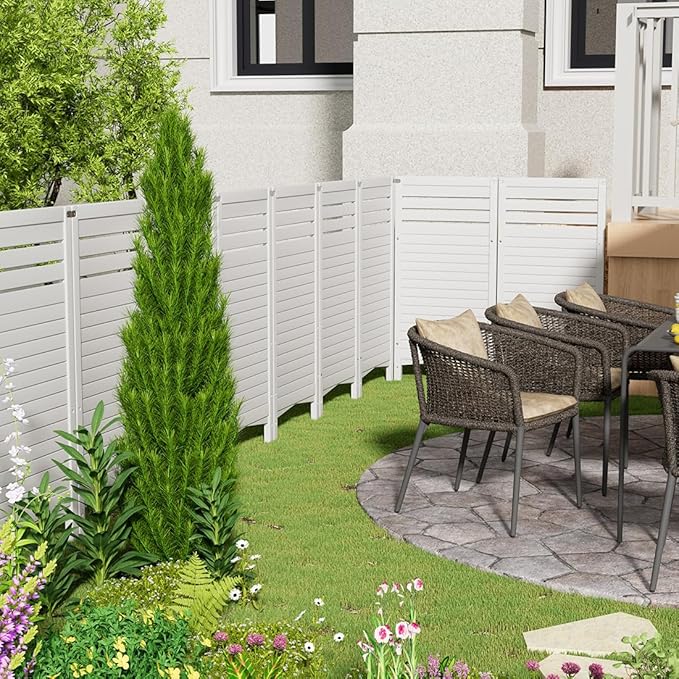 KINYING Air Conditioner Fence Privacy Screen,2 Panels Pool Equipment Trash Can Enclosure Screen for Outdoor,Resin Fence Panels Kit,45" (H) x 22" (W) Per Panel, White