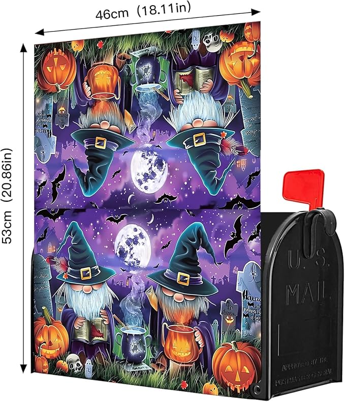 Halloween Gnomes Mailbox Cover Decorations Magnetic Mailbox Cover Standard Size 18X21 Letter Box Covers Decor for Outdoor Home Garden