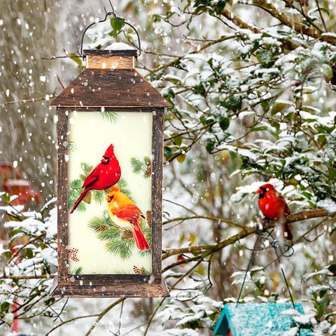 Cardinal Wind Chimes for Outside, 37" Hanging Memorial Solar Wind Chimes for Outside, Solar Lantern Christmas Cardinal Gifts for Women Mom Windchimes Outdoors for Patio Garden Decor Birthday