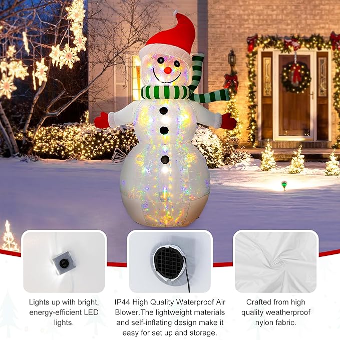 eUty 8ft Christmas Inflatable Outdoor Decoration Lighted ICY Snowman Decor Waterproof Christmas Blow Up Yard Decorations for Xmas Holiday Party Yard Garden Lawn Decor