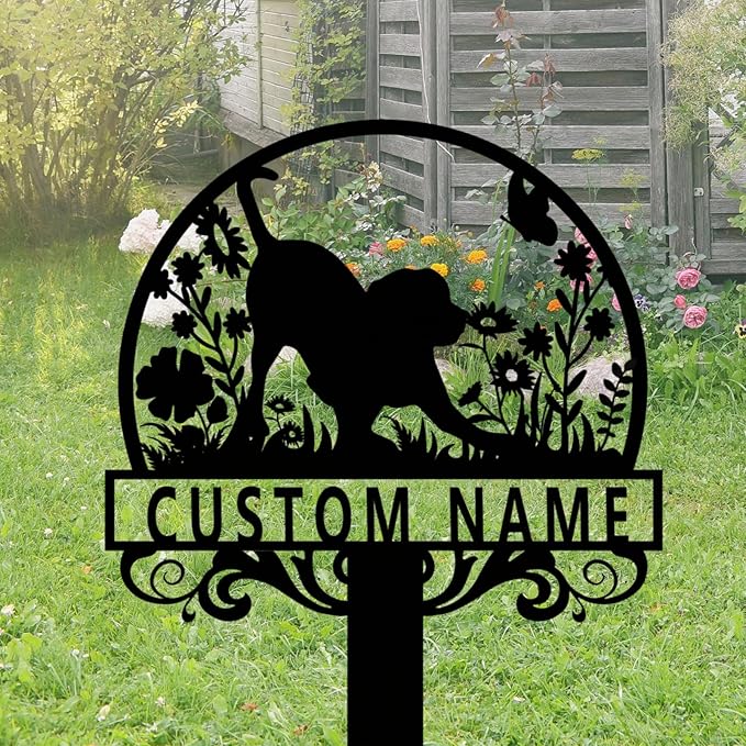Custom Cat and Dog Garden Stake,Personalized Pet Stake Sign,Custom Cat Dog Stake Art Sign,Garden Stake Sign,8-24inches