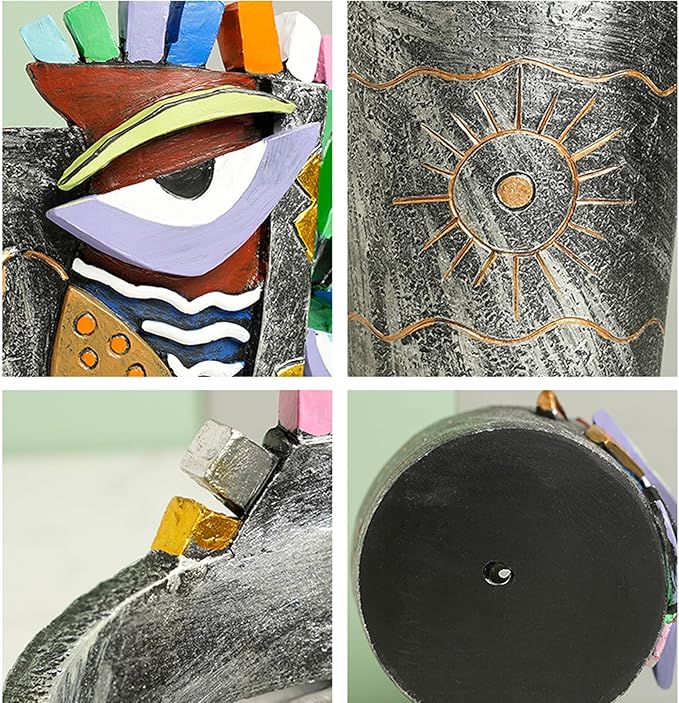 Picasso Face Planter Pots Abstract Art Colorful Flower Vase with Drainage Hole Unique Head Flower Pots for Home Balcony Decoration (Small)