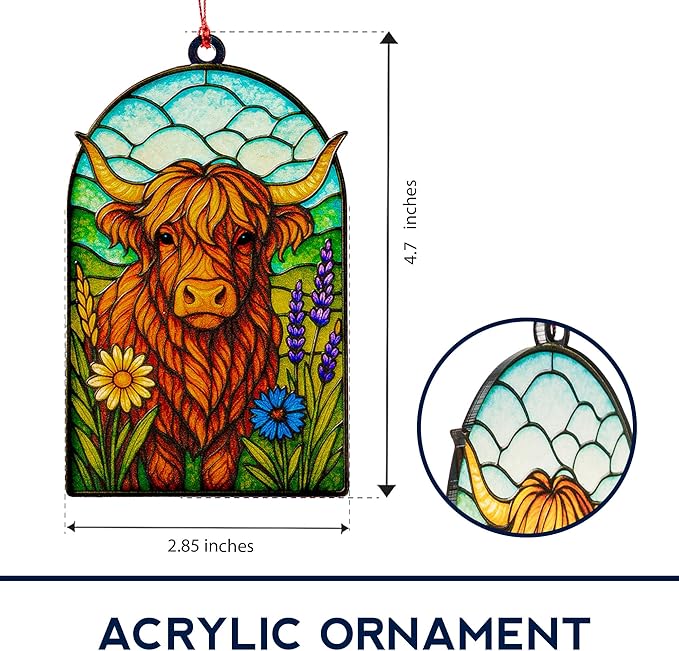 Funny Christmas Ornaments - Highland cow ornament - Highland cow gifts - Christmas ornament 2025 - Vintage Farmhouse christmas ornament - White elephant gifts - Xmas Tree Funny Decoration