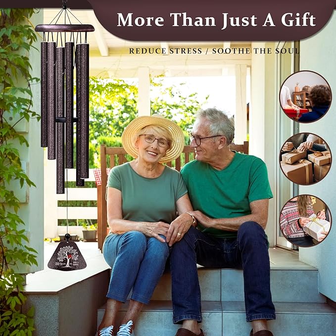 50th Anniversary Wedding Gifts, Best 50th Anniversary 32" Wind Chimes for Parents Grandparents, Golden 50 Years of Marriage Gift Ideas for Wife Husband, Golden Wedding Gifts for Couples