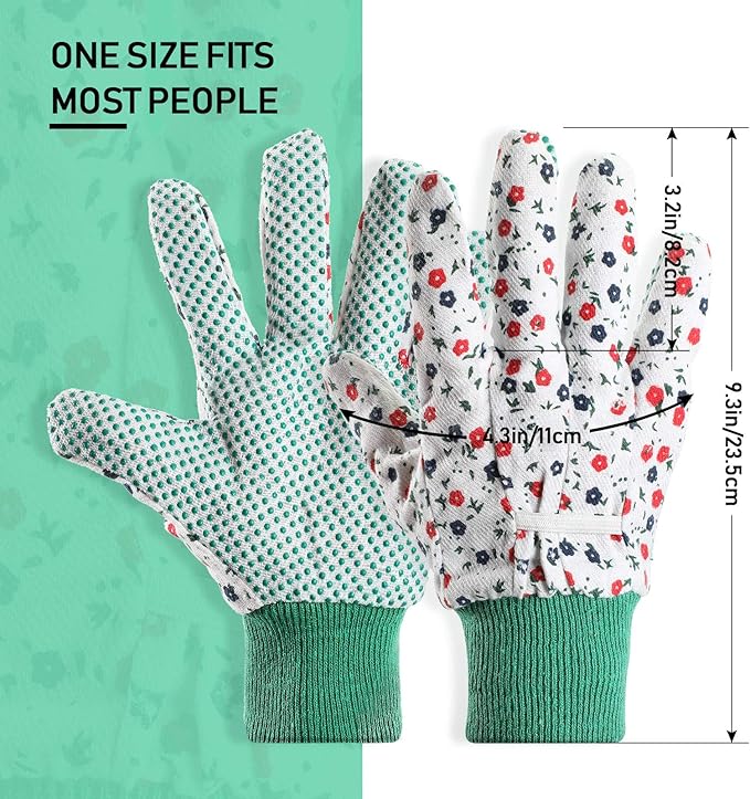 Geiserailie 4 Pairs Garden Gloves with Soft PVC Dots Women Working Yard Gloves for Yard Cleaning,Fishing,Gardening,Weeding,Planting,Watering