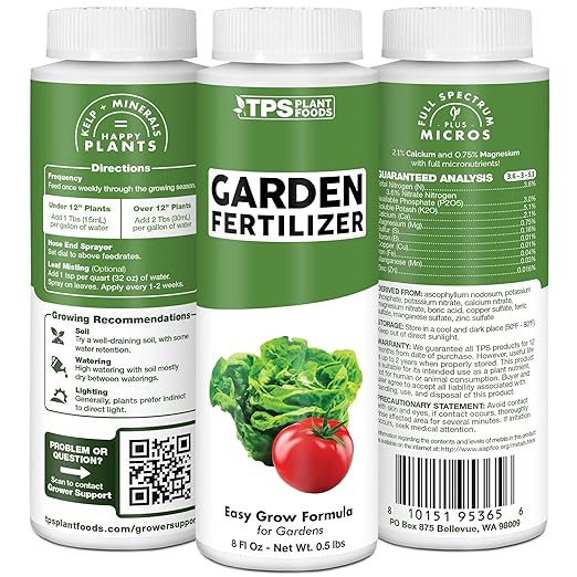 Garden Fertilizer, Complete Liquid Garden Plant Food for Edible Plants, 32 oz (1 Quart)