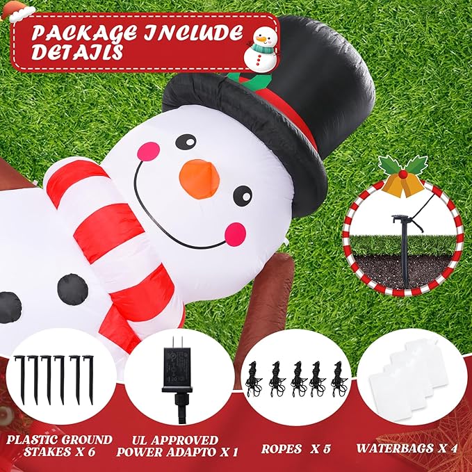 WONDER GARDEN 9.84 FT Christmas Inflatable Outdoor Decorations Christmas Snowman Blow Up Yard Decorations with LED Lights for Xmas Holiday Party Garden Patio Lawn Decor