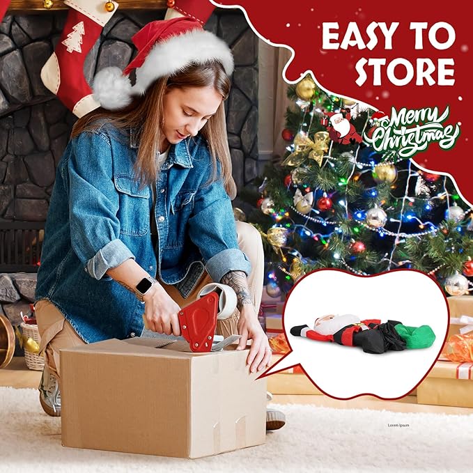VINGLI 6FT Christmas Decorations Outdoor Inflatable Lighted Decor，Blow Up Yard Decoration with Electric Blower for Holiday Indoor Outdoor Garden Decor, Santa with Gifts