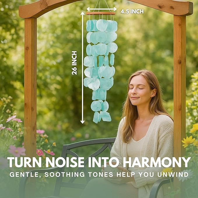 Solange & Frances Turquoise Wind Chimes for Outside Garden Decor and Patio Decor - Elegant White Elephant Gifts, Unique Gift for Women, Gifts for Grandma