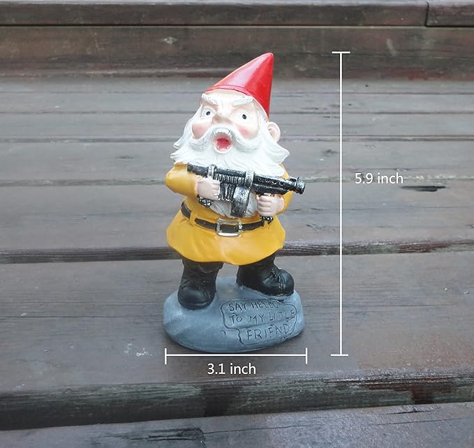 Funny Garden Gnome with Gun Military Gnome Fighting Outdoor Indoor Lawn Statue Patio Porch Decoration