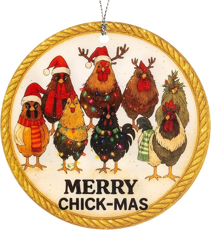 Funny Christmas chicken ornaments for christmas tree 2025 - chicken ornament - chicken christmas ornaments - rooster christmas ornaments - christmas chicken decor - Vintage Christmas ornament
