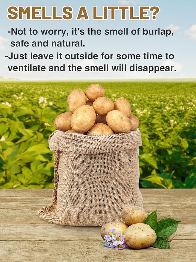 ANPHSIN 4Pcs Breathable Natural Burlap Bags - 14"x20" Reusable Thicken Jute Potato Onion Food Storage Sacks with Rope