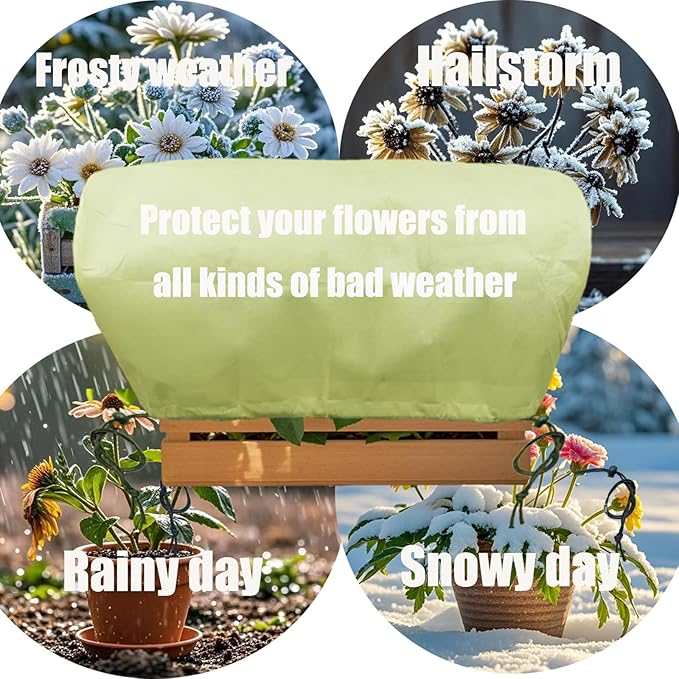 EJW 3 Piece Freeze Protection for Plants, (23.8'' x 11.8'' x 11.8'') Frost Cloth for Plants，Plant Protectors for Winter，Frost Blankets for Plants， Used for Flower pots, Flower Boxes, Small Plants