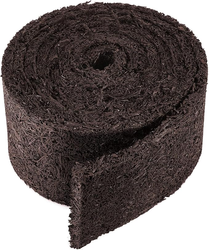 DECOHS 140" x 5.5" Recycled Rubber Mulch Mat Roll for Landscaping, Permanent Garden Pathway Mulch Barrier, Rubber Mulch Walkway Pathway Mat for Plants, Vegetable and Flower Outdoor (Brown)