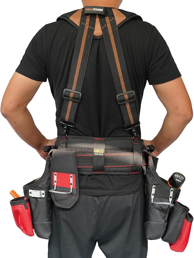 MELOTOUGH Magnetic Tool Belt Suspenders with Magnetic WristBand for Work Belt Padded Suspenders Constrcution