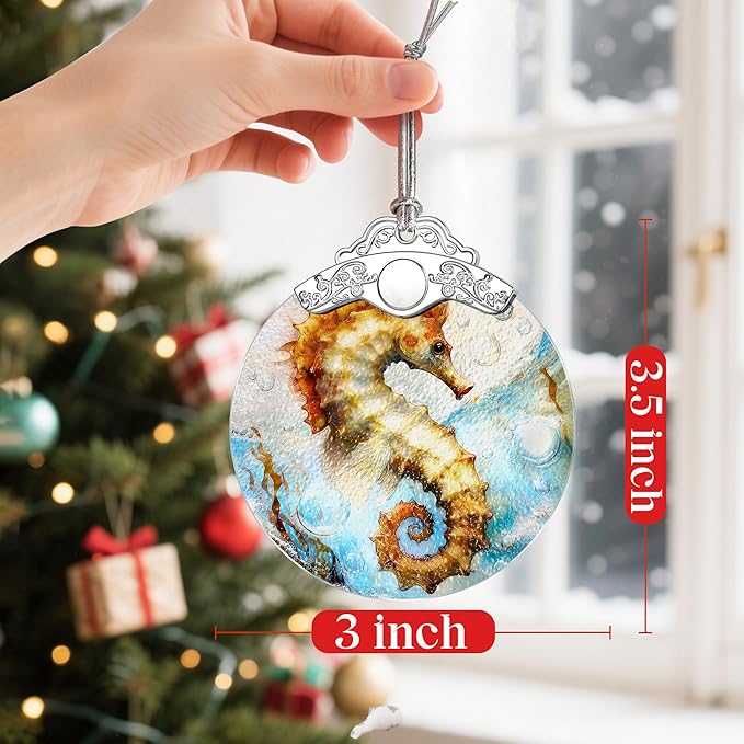 Seahorse Christmas Ornaments: Christmas Tree Ornaments, Holiday Decor for Seahorse Lover, Stocking Stuffers, Gift Ideas, Xmas Gifts & Coastal Sea Life Gifts for Beach Lovers