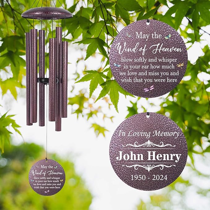 ASTARIN Large Memorial Wind Chimes for Loss of Lover, Personalized Sympathy Gift Dragonfly Wind Chime, Condolence Gifts for Funeral Loss of Mom Dad