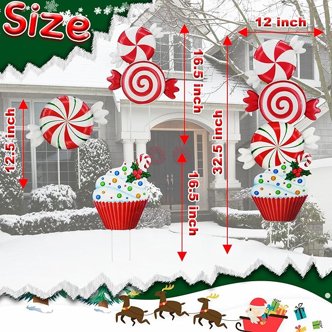 Christmas Outdoor Decoration, Courtyard Garden Wooden Stake Outdoor Decoration, Courtyard Gift Candies, Cakes, Desserts Fun Stacking Wooden Stakes, Lawn