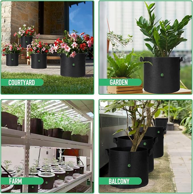 WEIFENG 3-Pack 40 Gallon Grow Bags Large Pots for Plants Outdoor with Handles