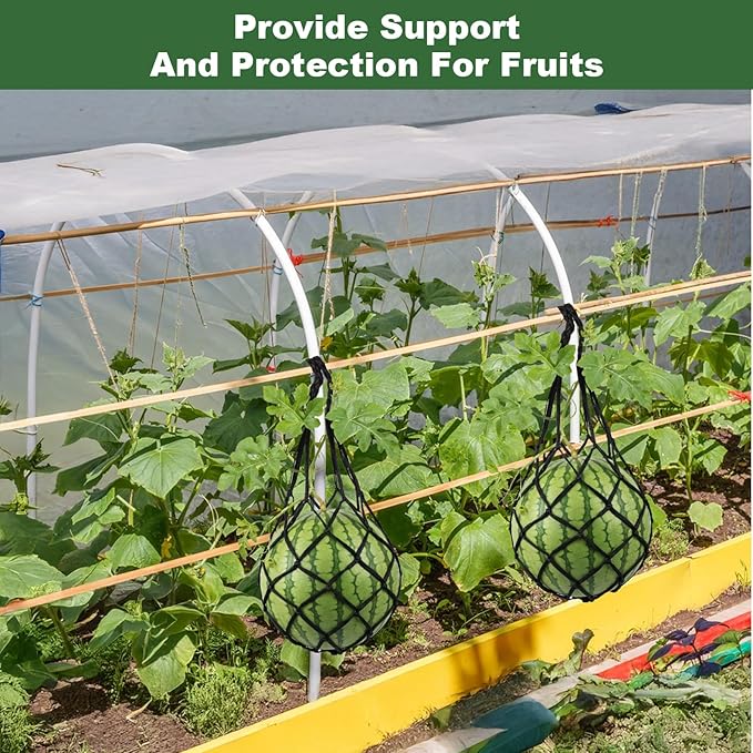 10 Pack Melon Hammock Watermelon Nets,Heavy Duty Garden Trellis for Cantaloupe Pumpkin Support,Vertical Garden Hanging Bag, Black
