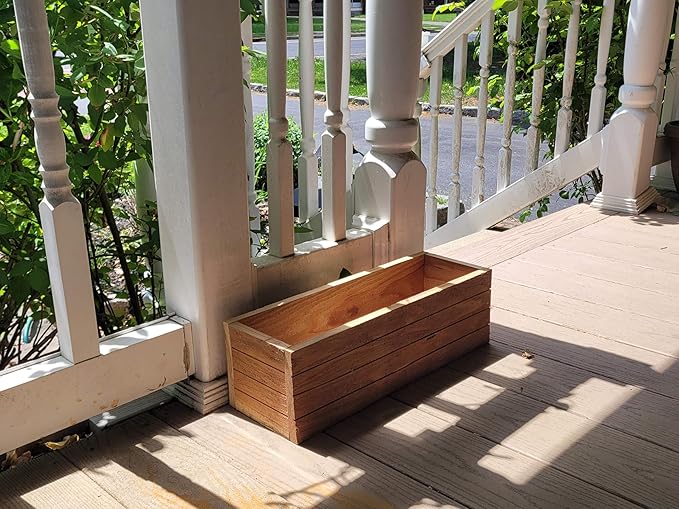 Handmade Cedar Wood Planter Box – Custom Small Indoor Outdoor Window Herb Box with Drainage Hole – Rustic Kitchen, Living Room, or Wedding Decor – Made in USA – Wood Flower or Plant Holder (8")