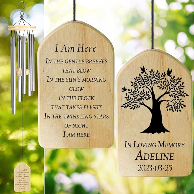 Memorial Wind Chimes - Sympathy Gift for Loss of Loved One - In Memory of Mother or Father - Condolence & Remembrance Gift