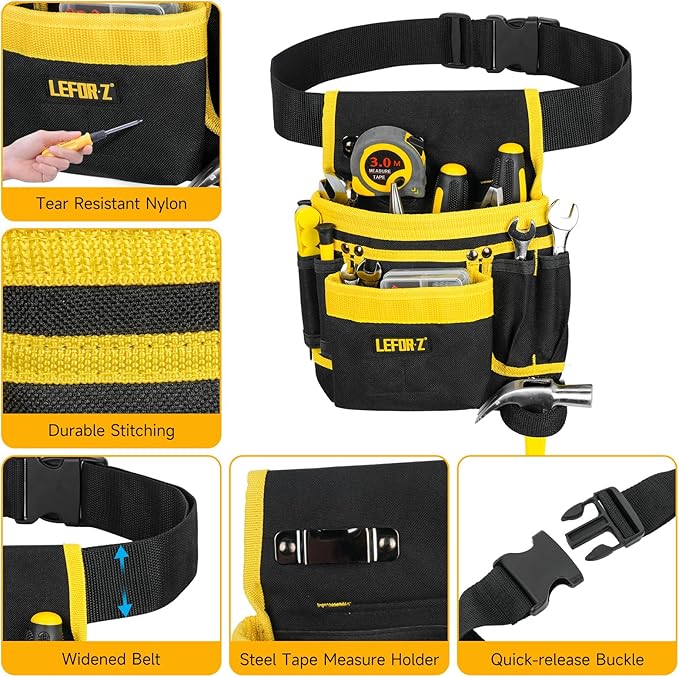 Tool Belt,Magnetic Tool Pouch,13-Pockets Tool Belts for Men,Detachable & Adjustable Tool Pouch belt for Electrician,Carpenter,Construction,Work Apron,Utility Belt,Gift for Dad