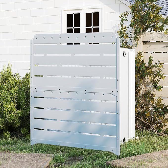 HOMSPARK Fence Privacy Screen Decorative Garden Fence Panels Multi-Purpose, No Dig Animal Barrier Fence Air Conditioner Fence Panels for Outside Yard Patio Pool, 45.7" W x 52" H, 1 PCs, White