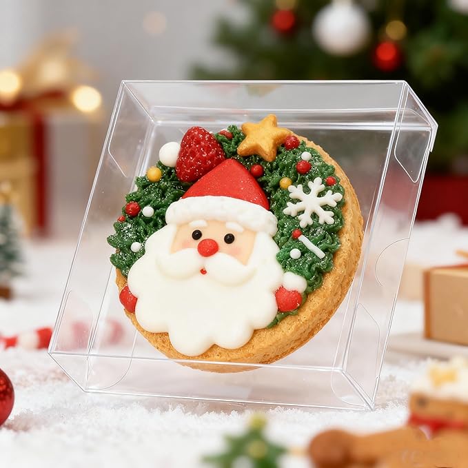 30 Pack 4x4x1.2inch Clear Single Cookies Boxes with Full Window Macaron Boxes Browines boxes Small Treat Boxes Candy Boxes Mini Pie Boxes for Wedding Birthday Party