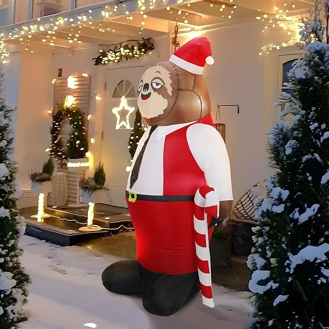 5.5FT H Christmas Inflatable Mr. Sloth With Built-in LED Lights - Outdoor Indoor Decoration for Party Yard