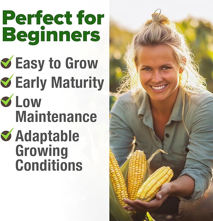 HOME GROWN Golden Bantam Corn 1 Pack 100 Heirloom Vegetable Seeds Grow Sweet Corn Outdoors Easy for Beginners & Great for Home Gardeners High Germination (Zea mays)