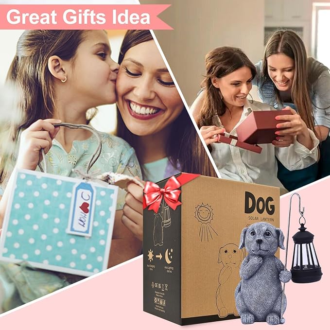 Qeeman Garden Decor Statues: Mothers Day Birthday for Mom Grandma Women Sister Wife Lady Lover - Front Patio Balcony Yard Art Lawn Ornaments Porch Outdoor Outside Decorations (Dog)