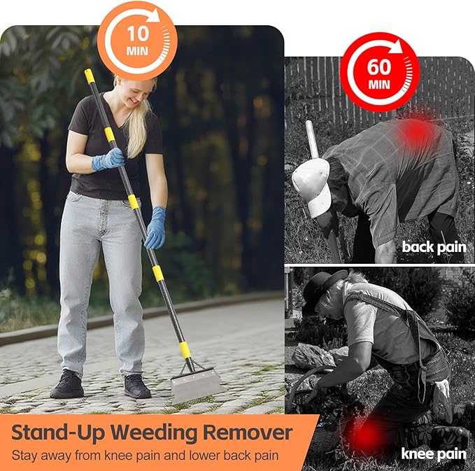 Ice Scraper Long Handle - Snow Removal Tool,Multifunctional Garden Cleaning Flat Shovel, Heavy Duty Floor Scraper Metal Sharp Blade for Lawn Edging,Sidewalk Weeding,Driveway Steps Snow Shovel 88"