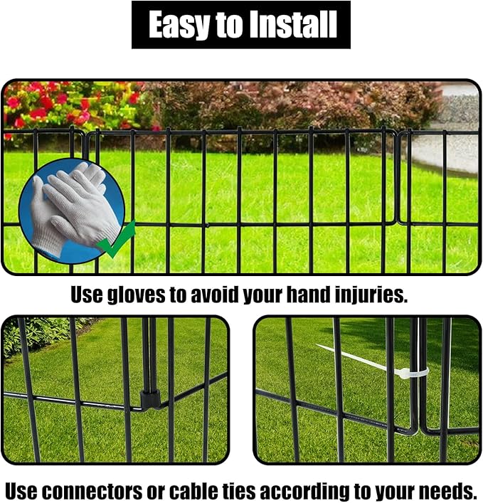Confote Animal Barrier Fence, 10 Pack 10.8ft(L) x 12.6in(H) Decorative Garden Fence Rustproof Metal No Dig Fencing Border for Landscape Patio Yard Outdoor
