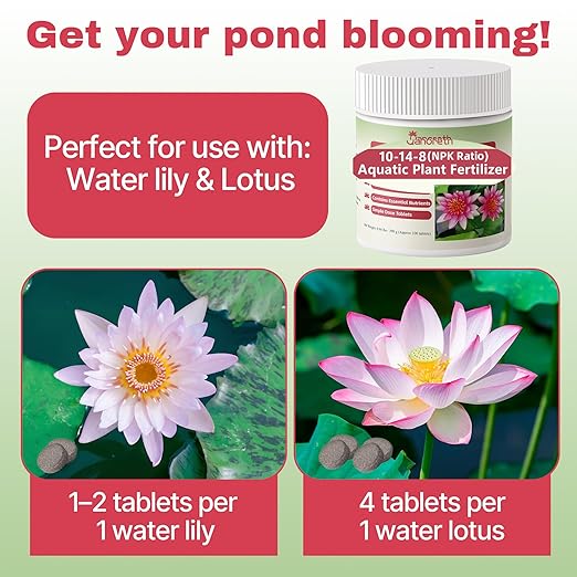 Aquatic Plant Fertilizer for Water Lily and Lotus, Lotus Fertilizer-Fish Friendly, Water Lily Fertilizer Tablets- Supports Lily and Lotus Blooming & Root Growth, Aquarium Plant Food-100 Tablets