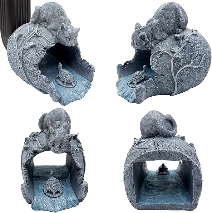 Cat Sculpture Gutter Extension Downspout Decorative, Outdoor Garden Animal Statue Decor, 3"x4" Gutter Downspout Splash Block, Gutter Diverter Rain, Gutter Extender Diverter Ornament