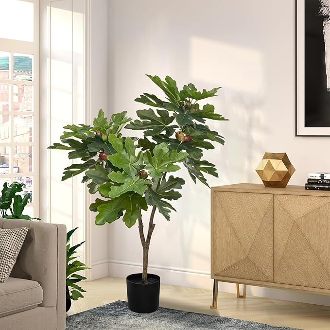 Faux Trees Indoor Living Room Plant Decor Artificial Plants Outdoor Home Decor Fake Tree Office Decor Fiddle Leaf Fig Tree Tall Fake Plant Artificial Greenery 3.9ft Faux Plants Indoor