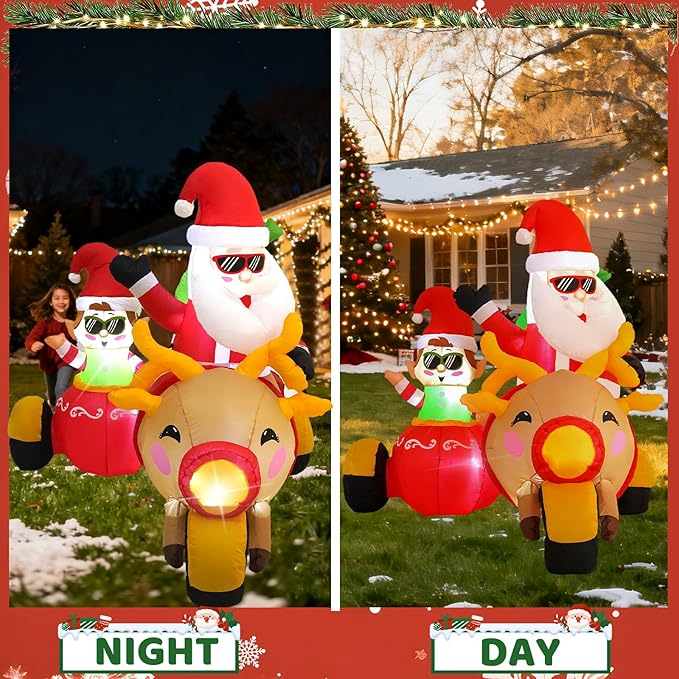 6FT Santa Claus Inflatable Decoration with Built-in LED Lights, Christmas Outdoor Inflatable Decoration for Lawn, Yard, Garden, Patio