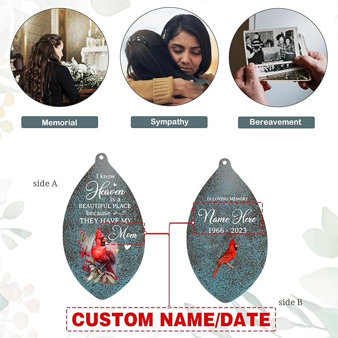 ASTARIN Personalized Name 35" Memorial Wind Chimes for Outside, Metal Sympathy Gifts for Loss of Mother Father Loved One, Bereavement Wind Chime in Memory Gift, Decor Outdoor Garden Patio