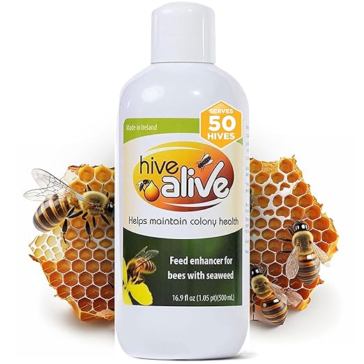 HIVE ALIVE Bee Food Supplement - Honey Bee Liquid Concentrate Feed Enhancer - Beekeeping Fall Spring Feeding – Lowers Winter Mortality, Boosts Gut Health, Colony Size (500 ml, 50 Hives)