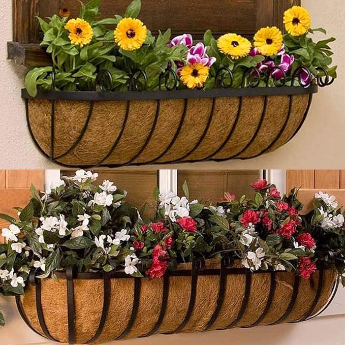chengchuang 2 Packs Natural Coco Fiber Replacement Liner, 24/30/36/48 in Coconut Liners for Planters, Coco Liners for Window Box/Hanging Basket Liners, Durable Coconut Coir for Planting(36Inch)