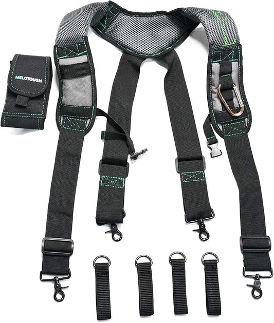 MELOTOUGH Gel Tool Belt Suspenders Work Belt Suspenders with Gel shoulder pad for Electrican/Construction/Farmer (Trigger Snap Hook end work Suspenders)