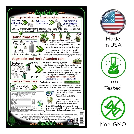 Naturally Organic Plant Food Fertilizer – All-Purpose for Indoor Houseplants, Rare Aroids, Flowers, Outdoor Vegetables & Herbs – Enriched with Microbes & Nutrients – Makes 50 Gallons