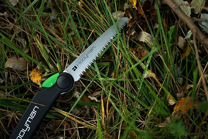 Hooyman Extendable Tree Saw with Compact Design, Detachable Handsaw and Telescoping Pole, No-Slip H-Grip, Impulse Hardened Teeth, and Wrist Lanyard for Tree Trimming, Hunting, Camping, and Outdoors